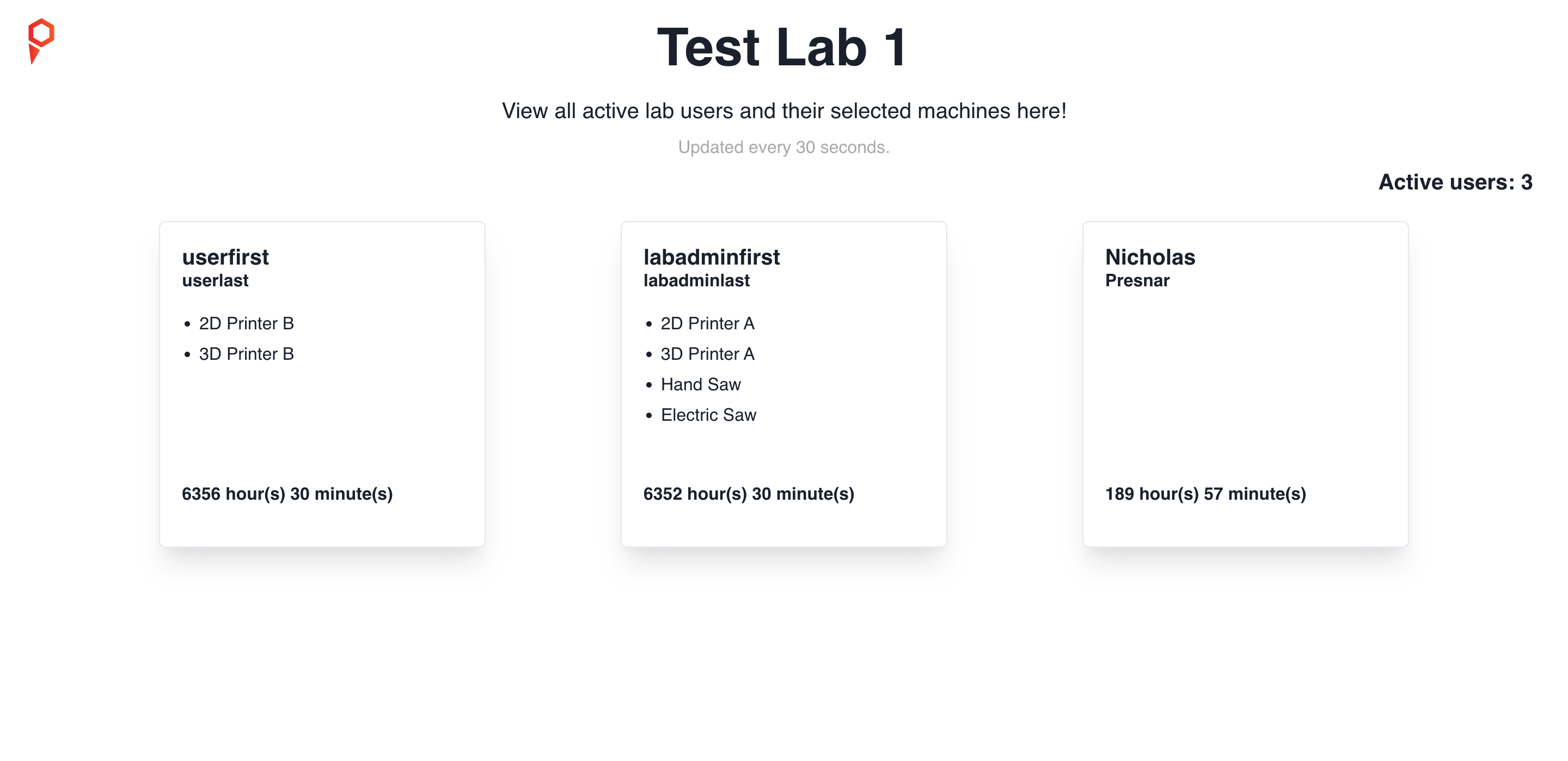 Pinpoint Lab Status Page